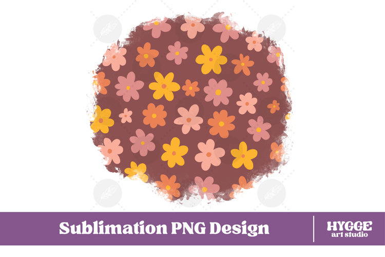 Retro Flowers Background Png Floral Paper Sublimation Splash
