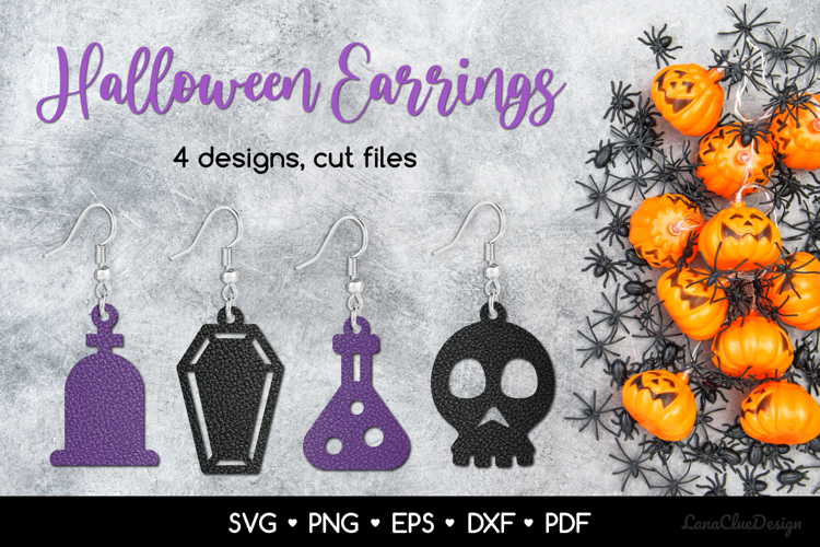 Halloween Earrings SVG Cut Files, Halloween Jewelry Template