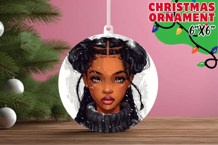 Heartfelt Circle Keychain Sublimation, Xmas Girl