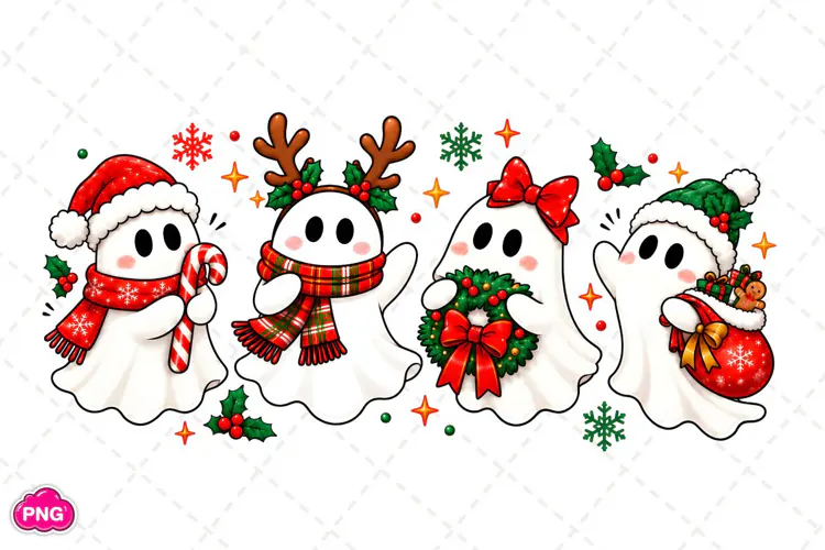 Merry Christmas Ghost PNG, Funny Christmas PNG, Christmas