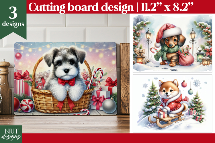 Christmas cutting board PNG, Christmas Baby dog, Dog face