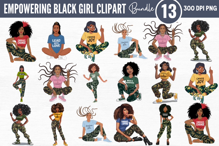 Empowering Black Girl Clipart Bundle PNG