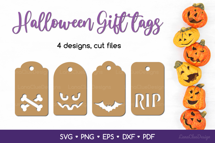 Halloween Gift Tags SVG Cut Files, Tag Papercut Template