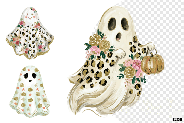 Whimsical Halloween Ghost PNG