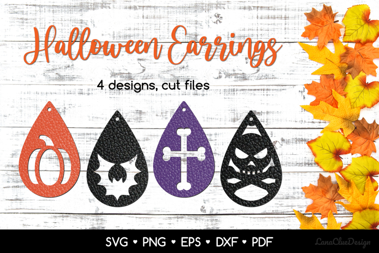 4 Teardrop Halloween Earrings SVG for Crafters