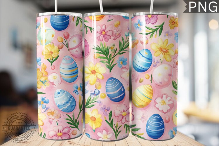 Spring Easter Tumbler Wrap - High Quality 300 Dpi example image 1