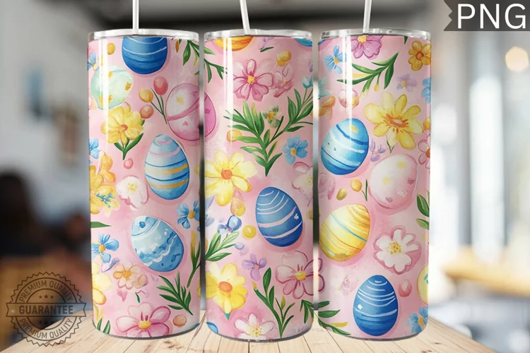 Spring Easter Tumbler Wrap - High Quality 300 Dpi