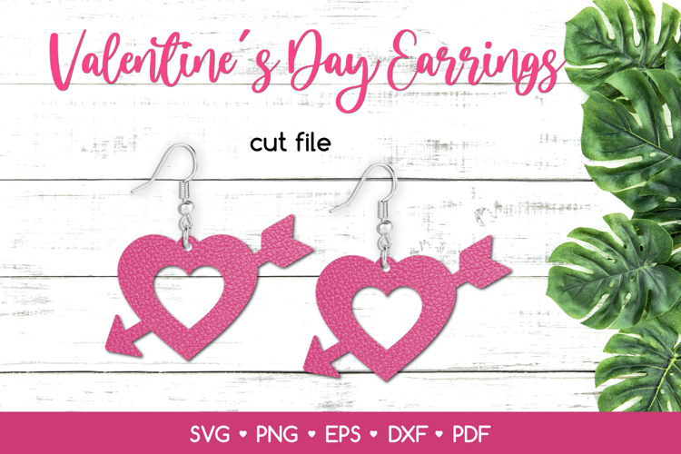 Heart with Arrow Earring SVG, Valentines Day Jewelry