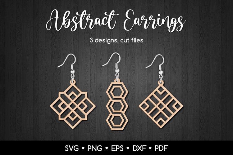 Abstract Geometric Earrings SVG, Modern Jewelry Template example image 1