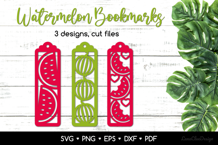 Watermelon Bookmarks SVG Cut Files, Summer Papercut Template