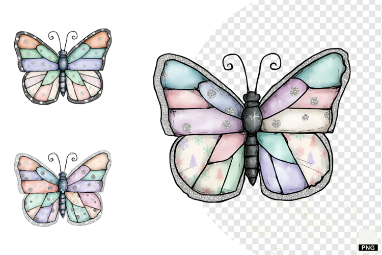 Coquette Christmas Butterfly Clipart
