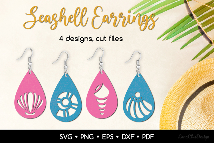 Teardrop Seashell Earrings SVG, Summer Jewelry Template