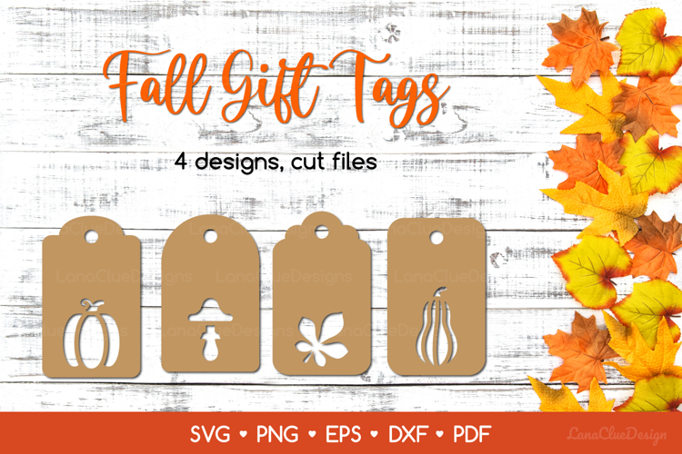 Fall Gift Tags SVG Cut Files, Autumn Tag Templates