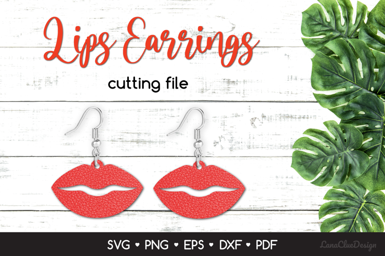Lips Earring SVG Cut Files, Kiss Jewelry Template