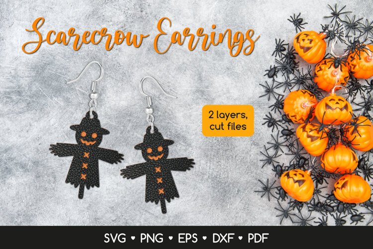 Halloween Scarecrow Earring SVG, Spooky Jewelry Laser Cut example image 1