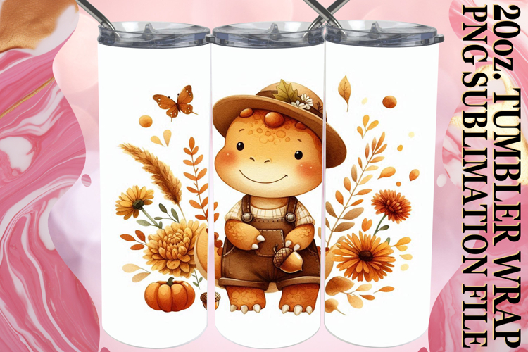 ENCHANTED GIFT 20oz TUMBLER WRAP, Cute Dino