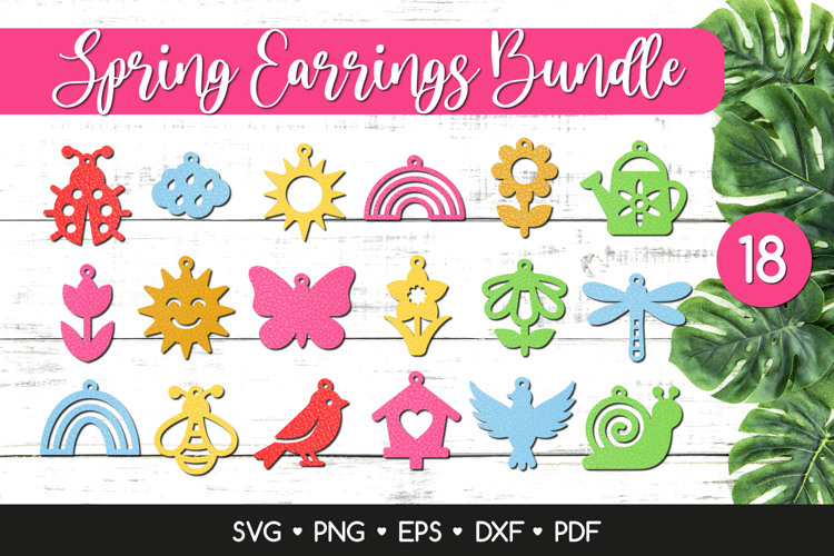 18 Spring Earrings SVG Bundle, Spring Jewelry Template