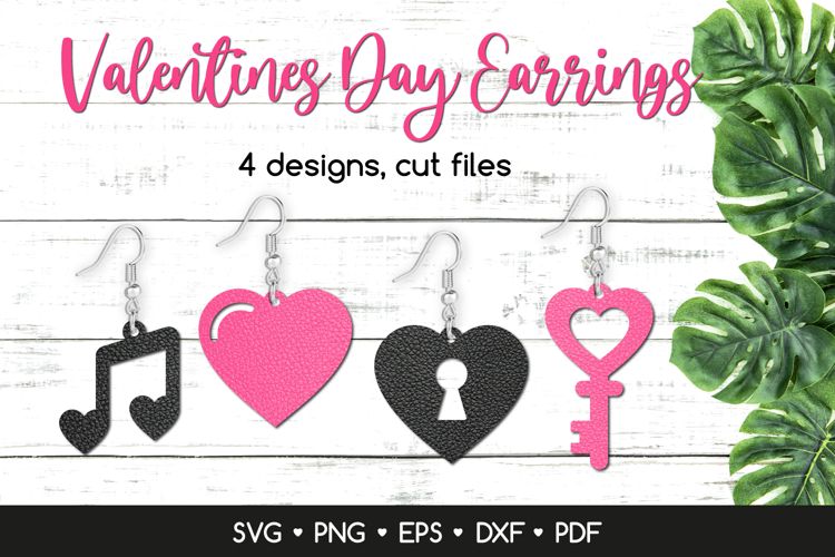 Valentines Day Earrings SVG Laser Cut, Heart Jewelry