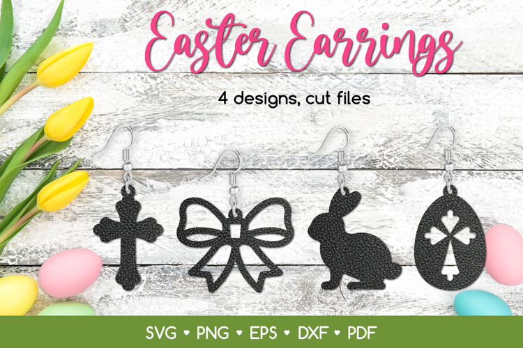 4 Easter Earrings SVG Laser Cut Files, Easter Jewelry