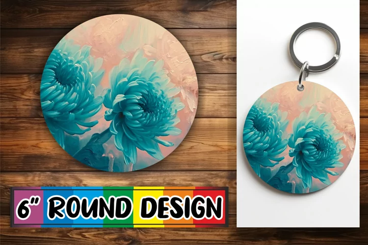 Radiant Spring Circle: Vibrant Sublimation Charm Keychain