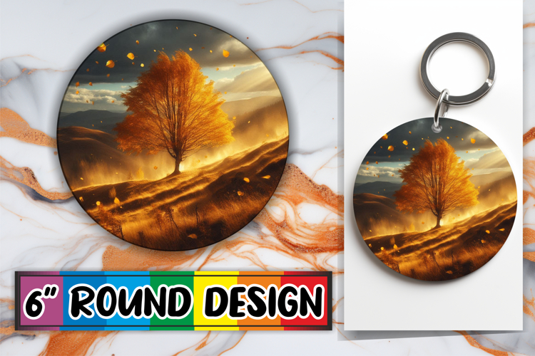 Blissful Keychain Sublimation PNG, Autumn