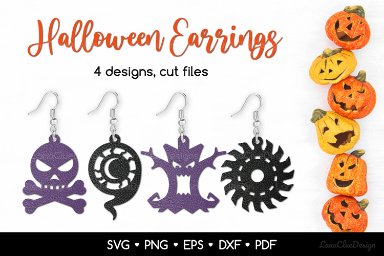 Spooky Halloween Earrings SVG, Halloween Jewelry Template