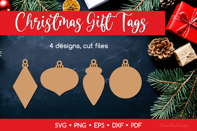 Christmas Shaped Gift Tags SVG Cut Files, Christmas Ball Tag