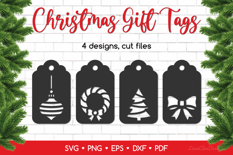 Christmas Gift Tags SVG Cut Files, Papercut Christmas SVG