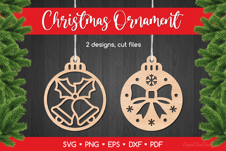 Round Christmas Ornaments SVG, Christmas Ball Laser Cut