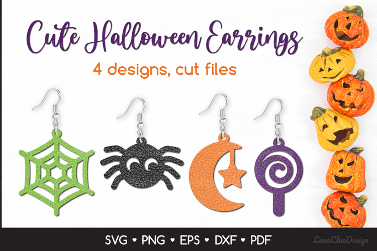Cute Halloween Earrings SVG, Halloween Jewelry Template