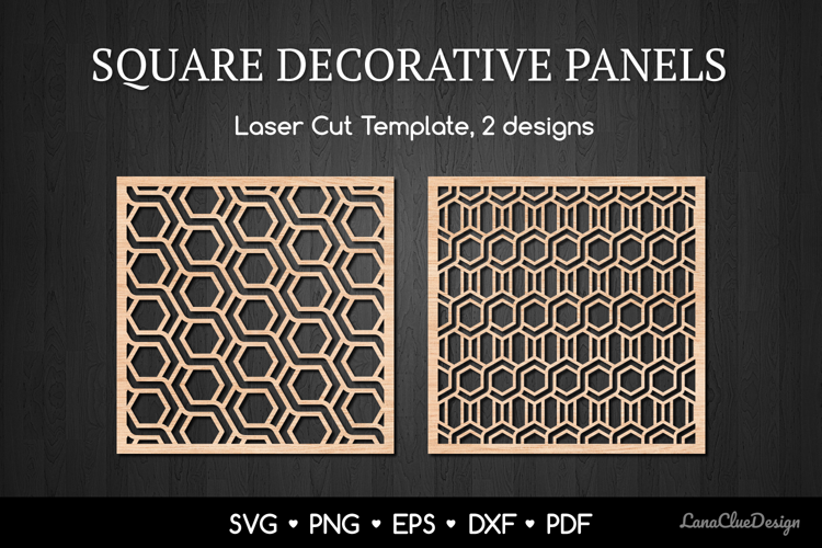 Square Panels with Abstract Geometric Pattern SVG Laser Cut