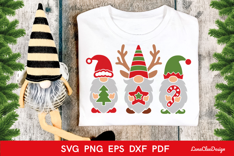 Christmas Gnomes SVG Cut File - Santa, Deer and Elf Gnomes