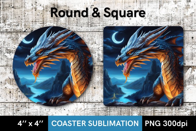 Dragon at Night - Coaster Sublimation Design