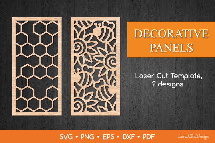 Decorative Panels with Honeycomb and Bee SVG, Laser Cut DXF