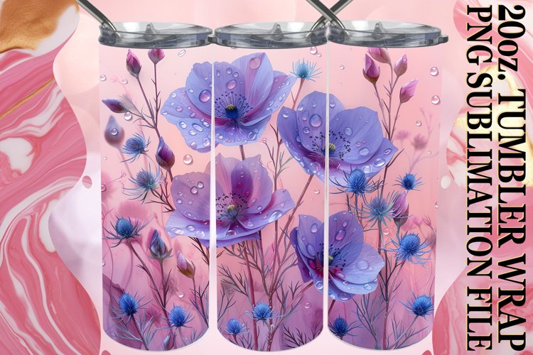 Colorful Meadow of Flowers Tumbler Sublimation example image 1