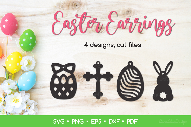 4 Easter Earrings SVG for Crafters - Easter Jewelry Template