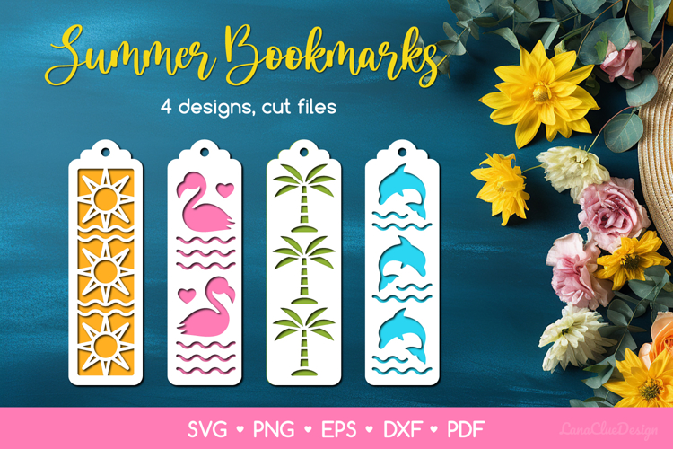Two Layered Summer Bookmarks SVG Cut Files, Beach Papercut