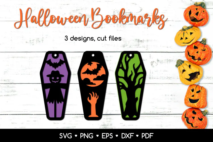 Coffin Shaped Halloween Bookmarks SVG, Halloween Laser Cut