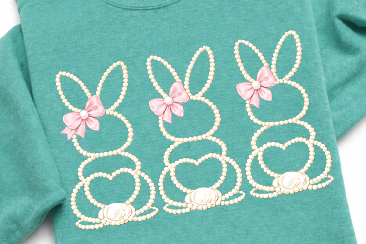 Pearl Bunny PNG, Easter Bunny Outline PNG, Happy Easter PNG