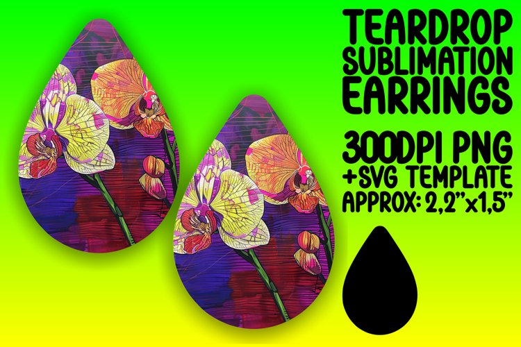 Bright Floral Teardrop Earring PNG