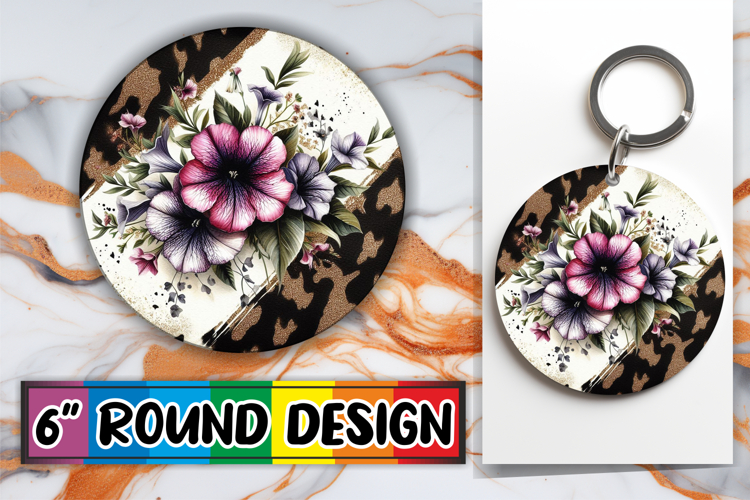 Timeless Keychain Round Style, Leopard Prints