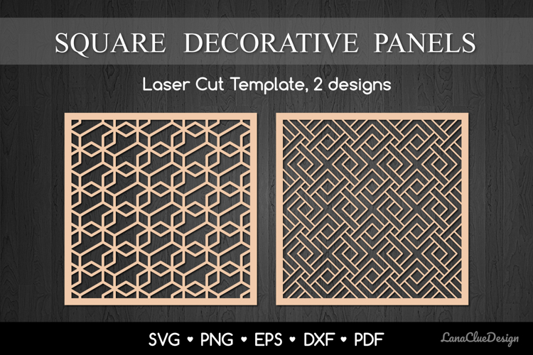 Square Decorative Panels with Abstract Geometric Pattern SVG