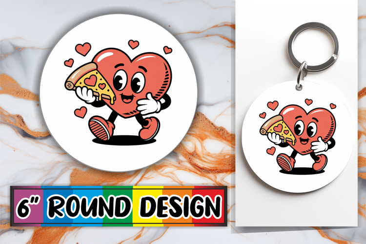 Blissful Round Keychains PNG, Valenines Heart