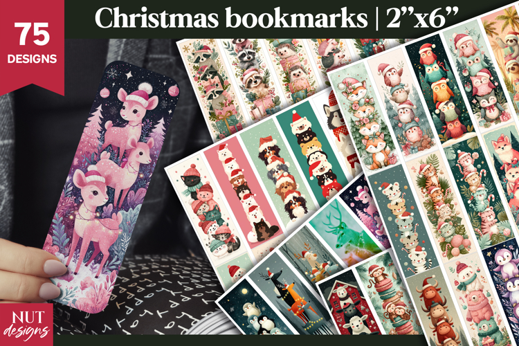 Christmas bookmark bundle. Festive kawaii bookmarks for kids