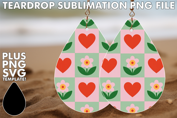 Cozy Teardrop Earrings GIFT PNG, Valentines Pattern