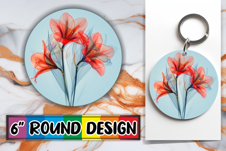 Blossom Brilliance: Sublimation Circle Keychain & Car example image 1