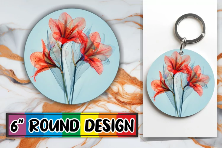 Blossom Brilliance: Sublimation Circle Keychain & Car