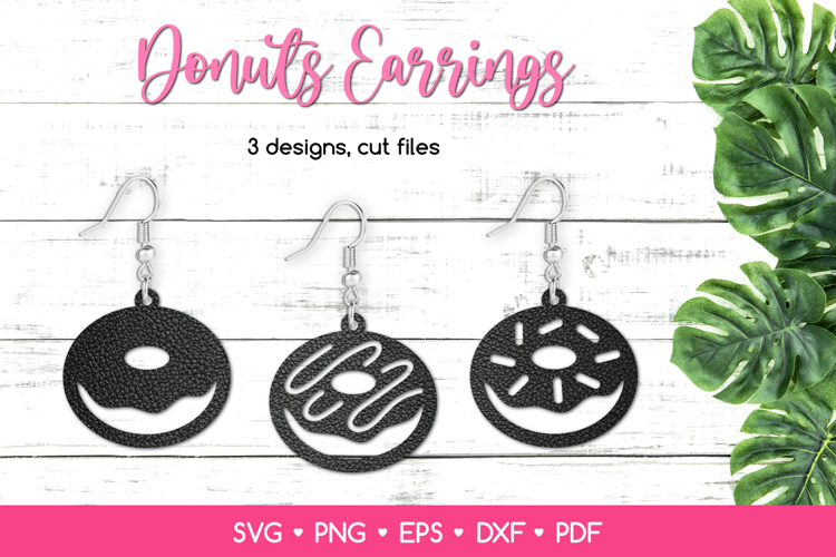Sweet Donut Earrings SVG, Funny Food Jewelry Templates