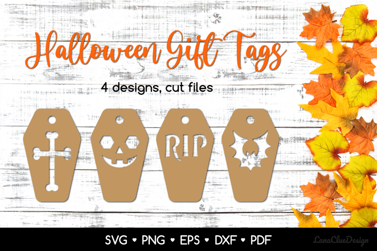 Coffin Shaped Halloween Gift Tags SVG Cut Files