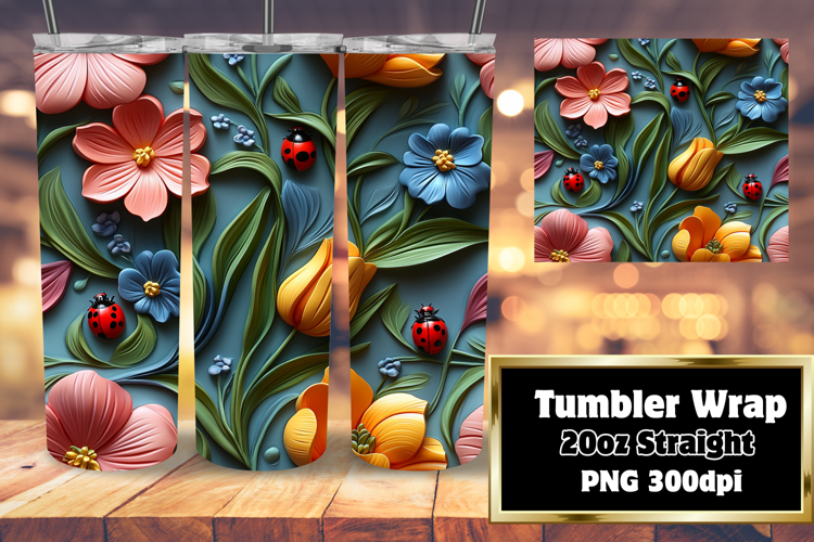 CUSTOMIZED 20oz Tumbler Wrap Design , 3D Flower